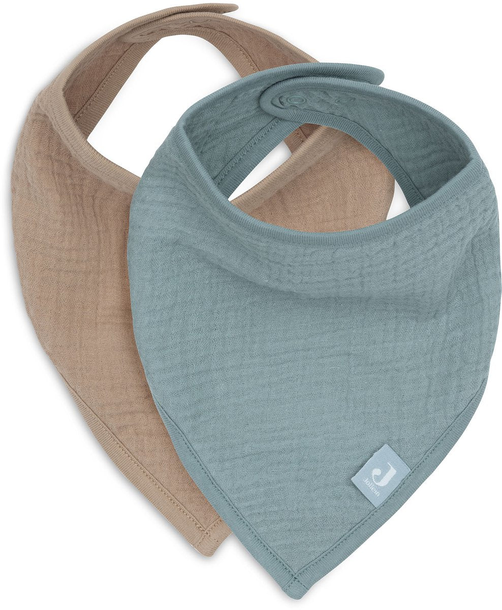 Jollein Baby-Lätzchen-Bandana – hydrophil – Baby-Lätzchen – 2 Stück – seegrüner Keks