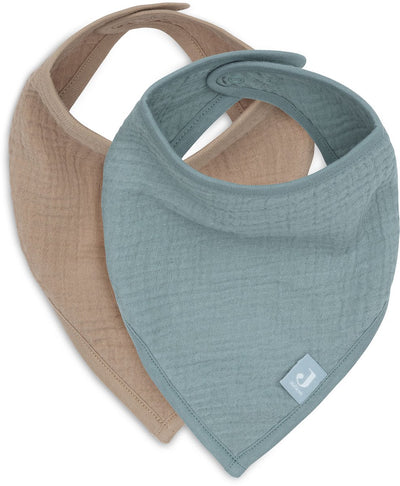 Jollein Baby-Lätzchen-Bandana – hydrophil – Baby-Lätzchen – 2 Stück – seegrüner Keks