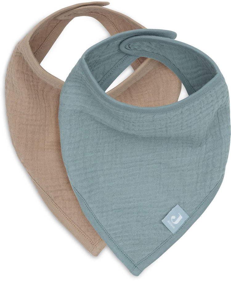 Jollein Baby-Lätzchen-Bandana – hydrophil – Baby-Lätzchen – 2 Stück – seegrüner Keks