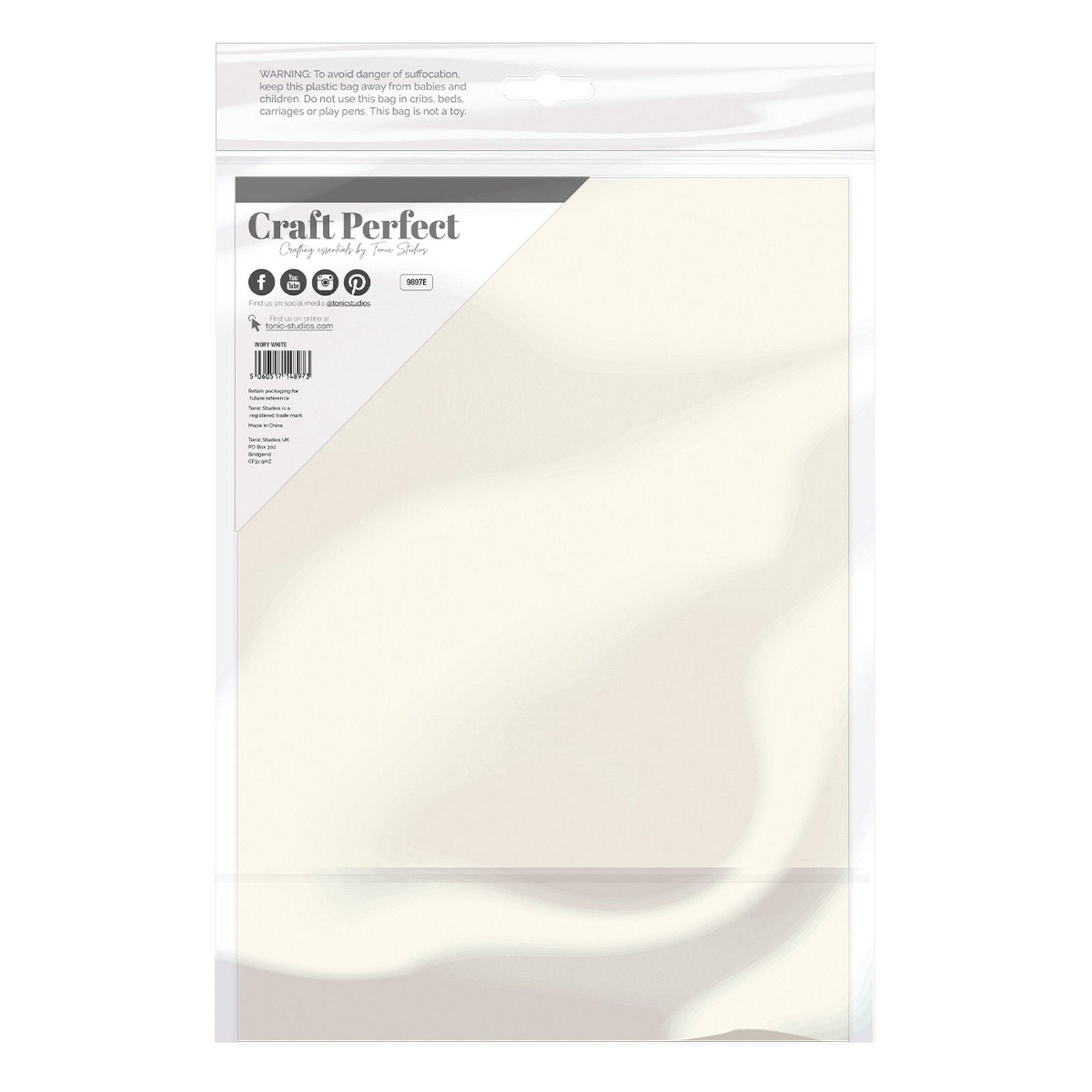 Craft Perfect von Tonic Studios Craft Perfect • Glatter Karton, A4, 240 g, Elfenbeinweiß, 5 Stück