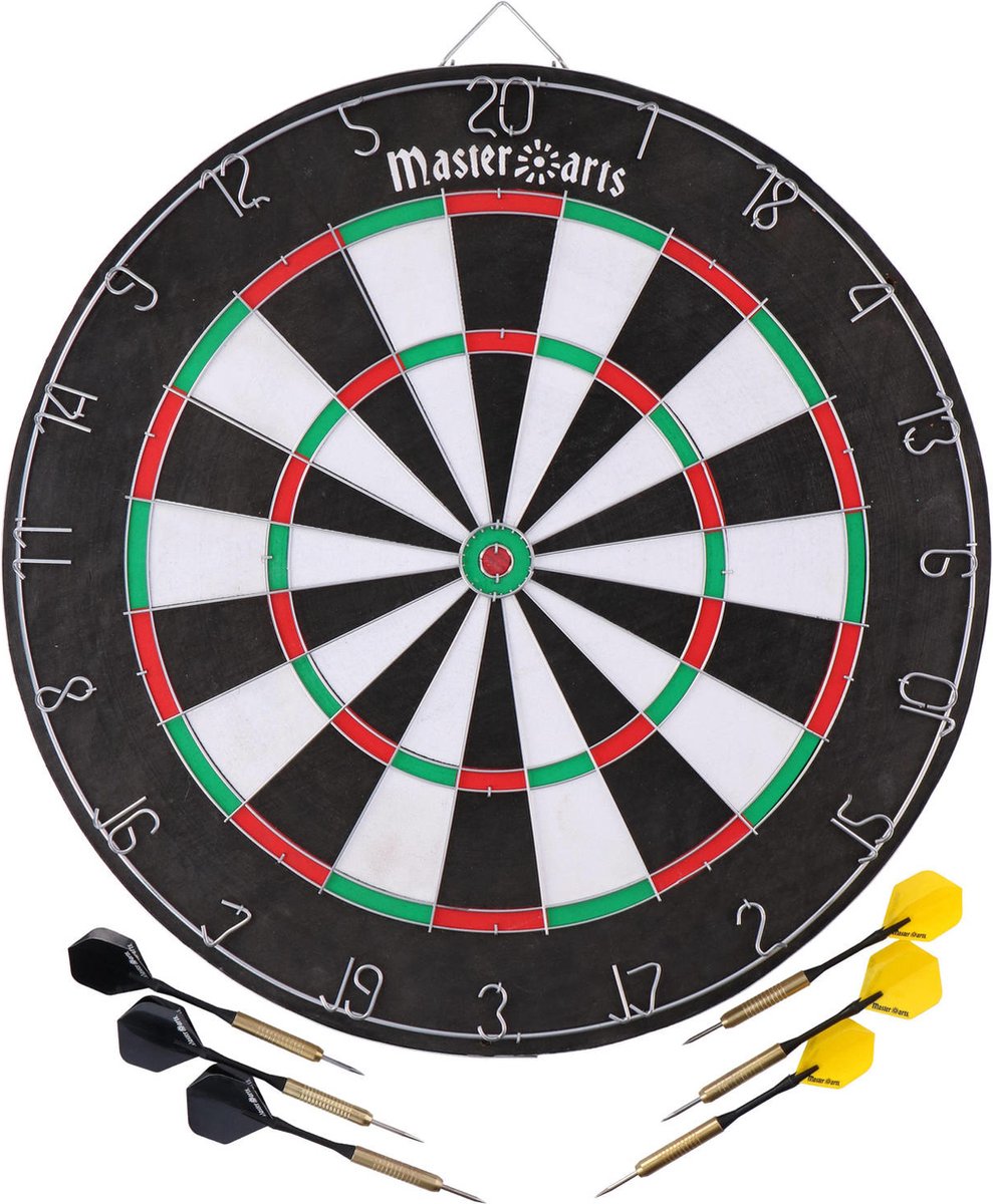 Masterdarts Dartscheibe mit Anzeigetafel – ø 45 cm – inklusive 6 Pfeilen und Marker