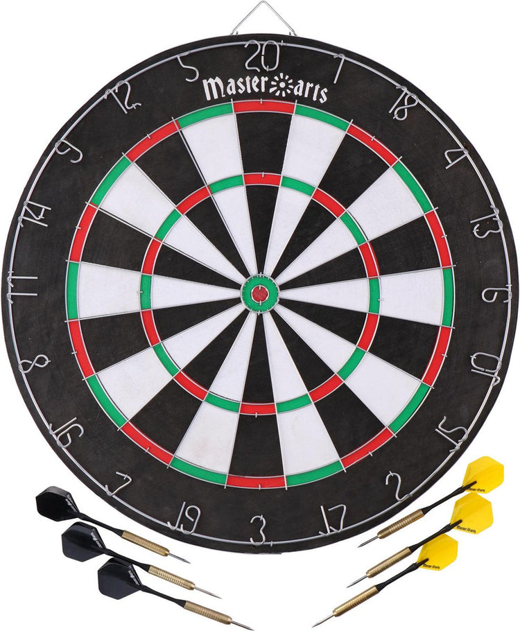 Masterdarts Dartscheibe mit Anzeigetafel – ø 45 cm – inklusive 6 Pfeilen und Marker