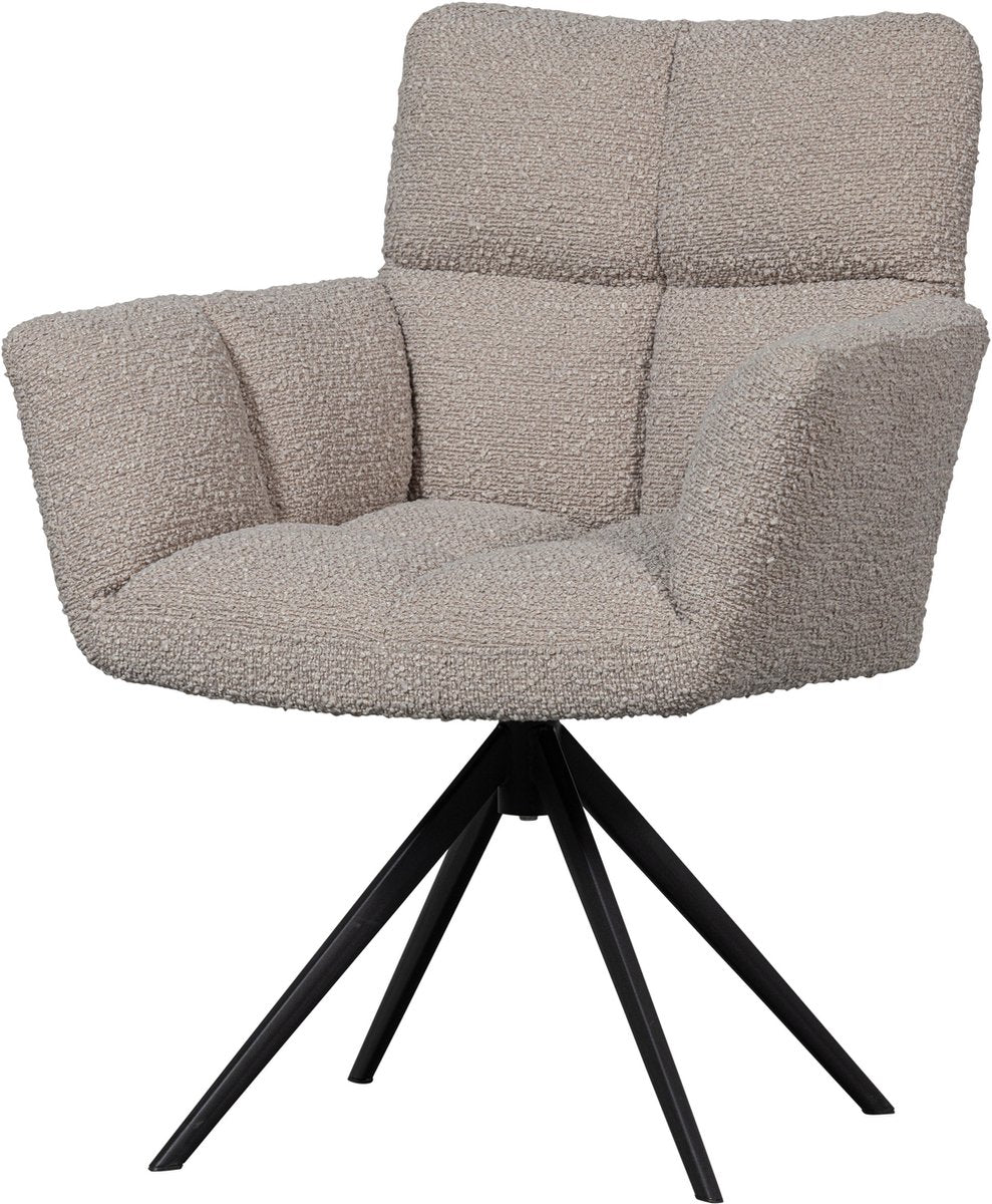 Woood Vinny Drehstuhl mit Armlehnen – Bouclé – Sand – 89 x 70 x 61