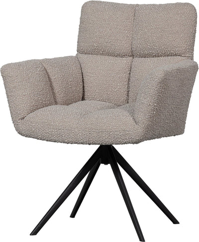 Woood Vinny Drehstuhl mit Armlehnen – Bouclé – Sand – 89 x 70 x 61