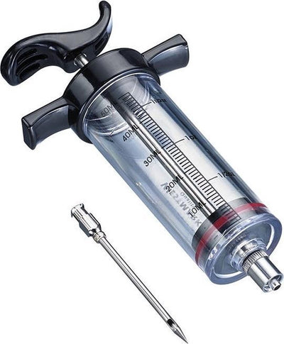 Westmark Marinadenspritze mit abnehmbarer Nadel, Länge: 22,5 cm, mit Skala bis 50 ml, Kunststoff Edelstahl, transparent schwarz, 61422280