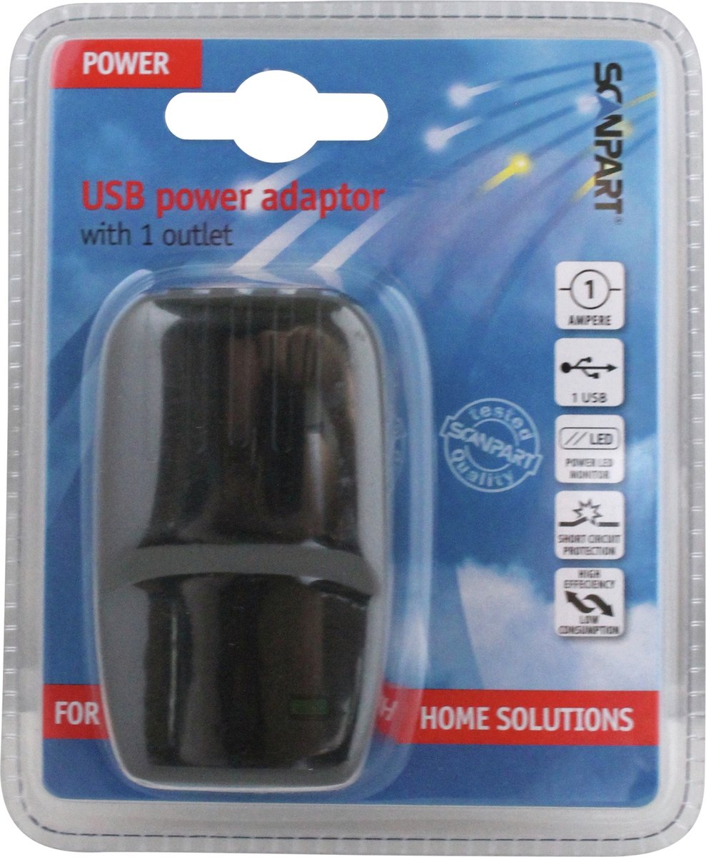 Scanpart USB-Stecker mit 1 Port - USB-A-Anschluss - 1a - Schwarz
