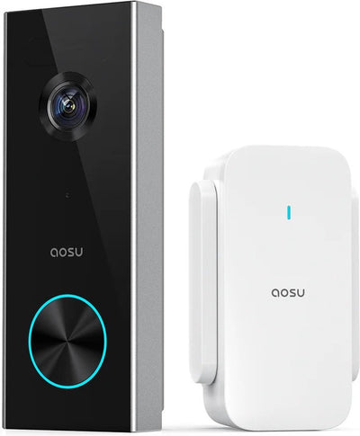 Aosu Video-Türklingel Pro – 2K-Video-Türklingel mit Sockel – Diebstahlalarm – Google Alexa