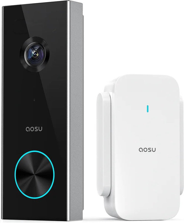 Aosu Video-Türklingel Pro – 2K-Video-Türklingel mit Sockel – Diebstahlalarm – Google Alexa