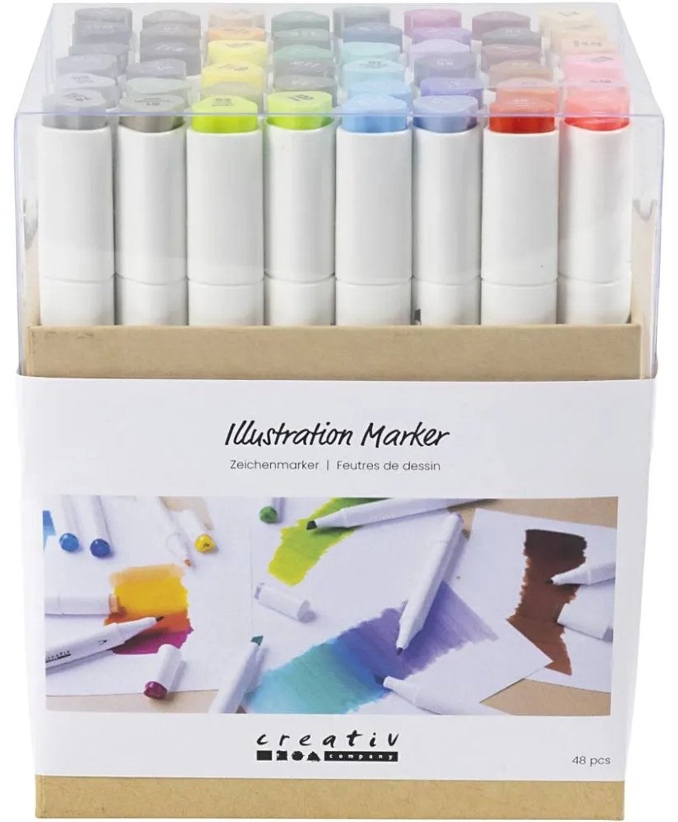 Creativ Company Zeichenstift, Strichstärke 1+8 mm, Standardfarben, 48 Stück 1 Box