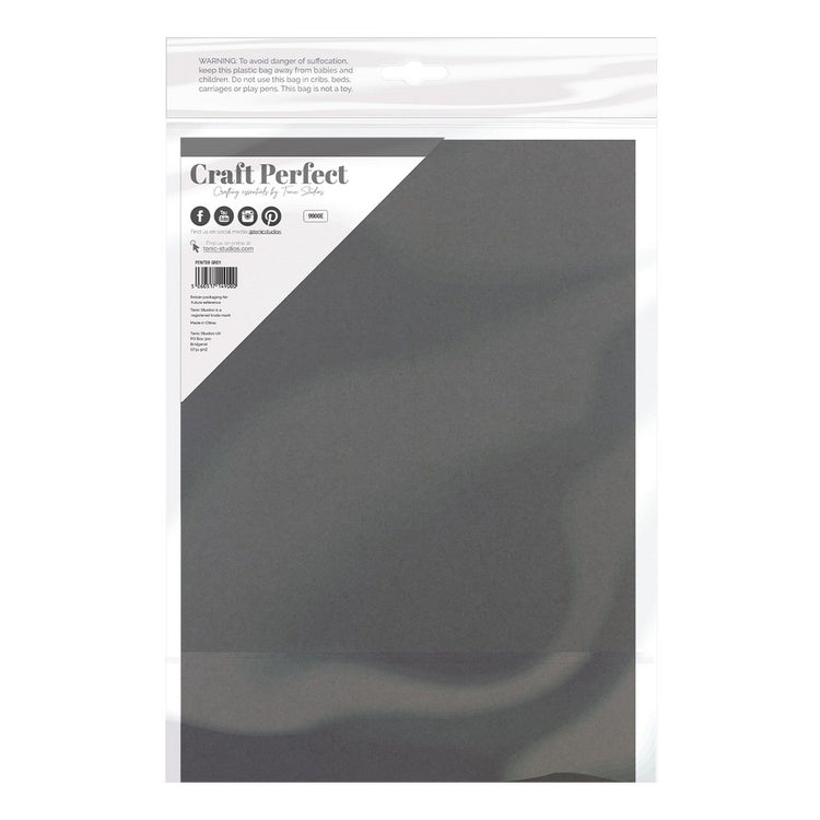 Craft Perfect von Tonic Studios Craft Perfect • Glatter Karton, A4, 240 g, Zinngrau, 5 Stück