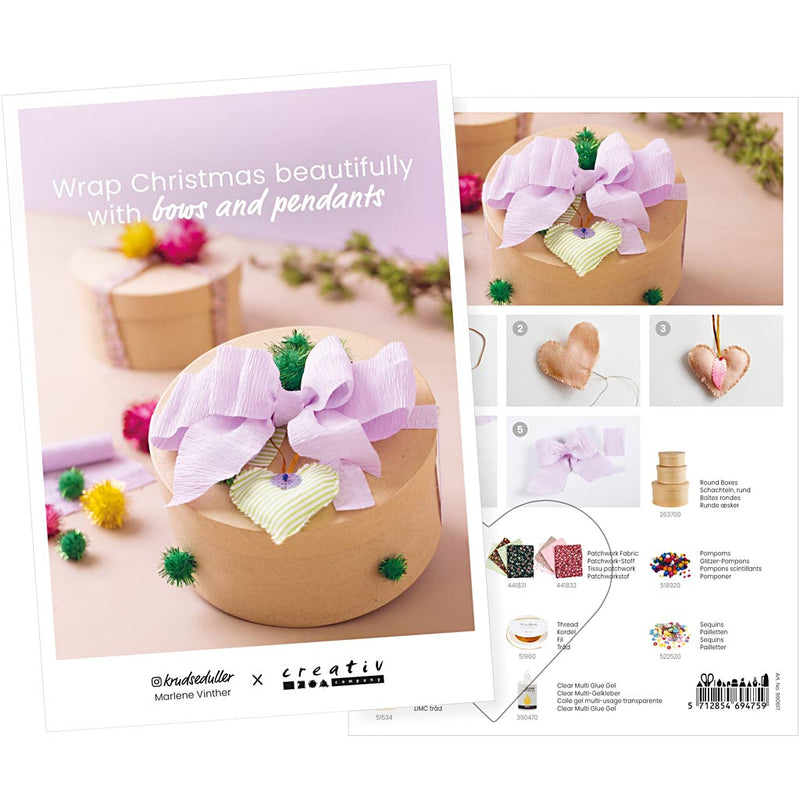 Creativ Firmenpostkarte, Weihnachten schön verpacken mit Schleifen und Aufhängern, A5, Blatt 14,8x21 cm, 1 Stück