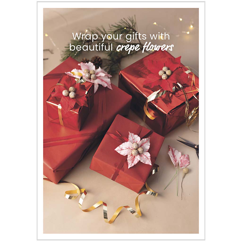 Creativ Firmenpostkarte, Geschenke in roter Verpackung mit Kreppblume, A5, Blatt 14,8x21 cm, 1 Stück