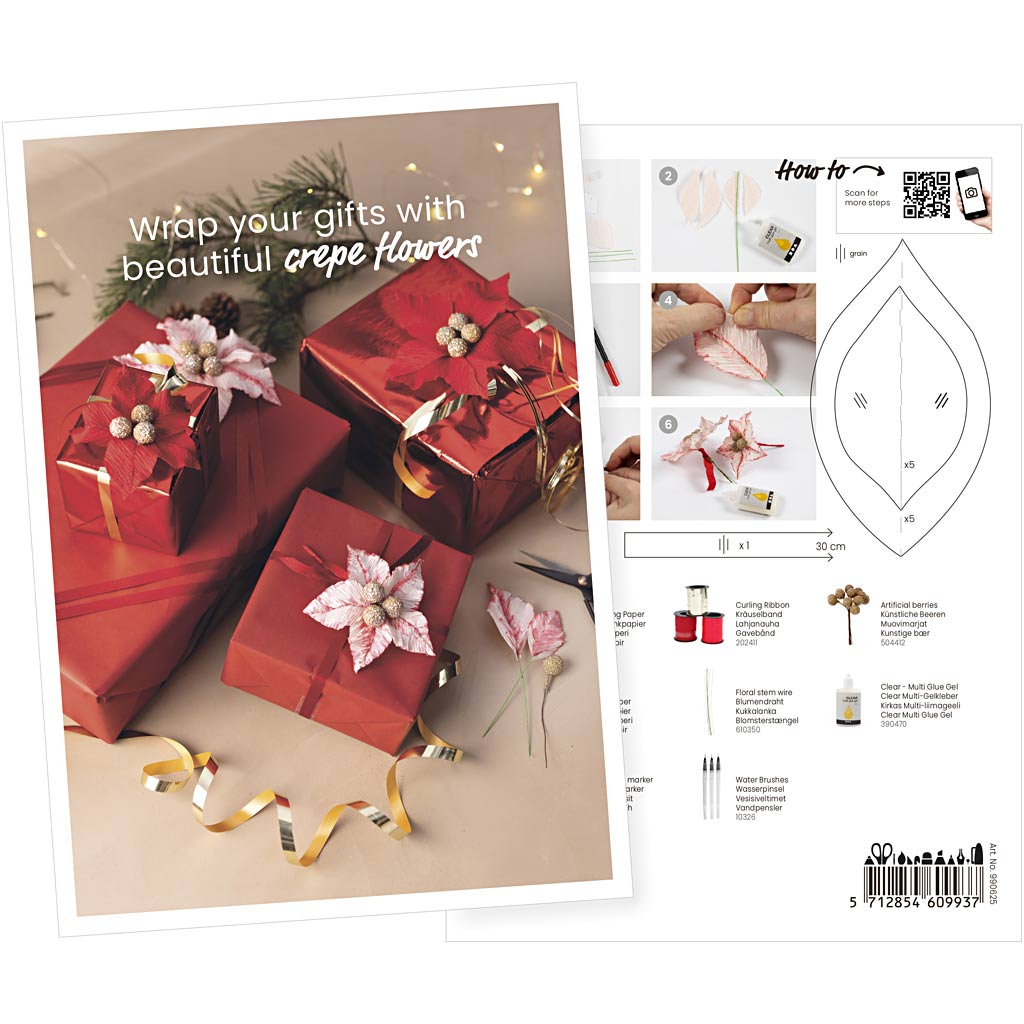 Creativ Firmenpostkarte, Geschenke in roter Verpackung mit Kreppblume, A5, Blatt 14,8x21 cm, 1 Stück