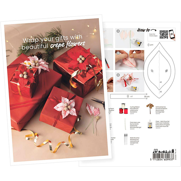 Creativ Firmenpostkarte, Geschenke in roter Verpackung mit Kreppblume, A5, Blatt 14,8x21 cm, 1 Stück