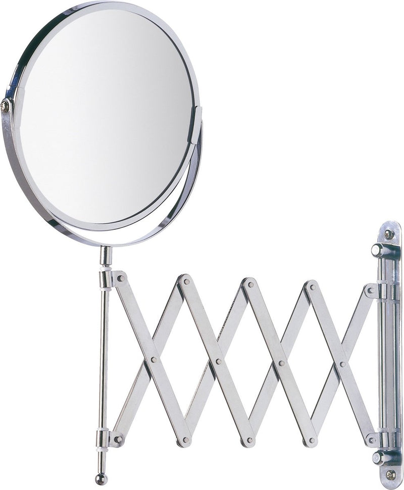 Wenko Rasierspiegel Wand exklusiv ø17cm doppelseitig teleskopisch Chrom 3-fach vergrößernd – Badezimmerspiegel – Schminkspiegel Wandmodell ausziehbar – Vergrößerungsspiegel – Kosmetikspiegel mit Mundharmonika-Arm