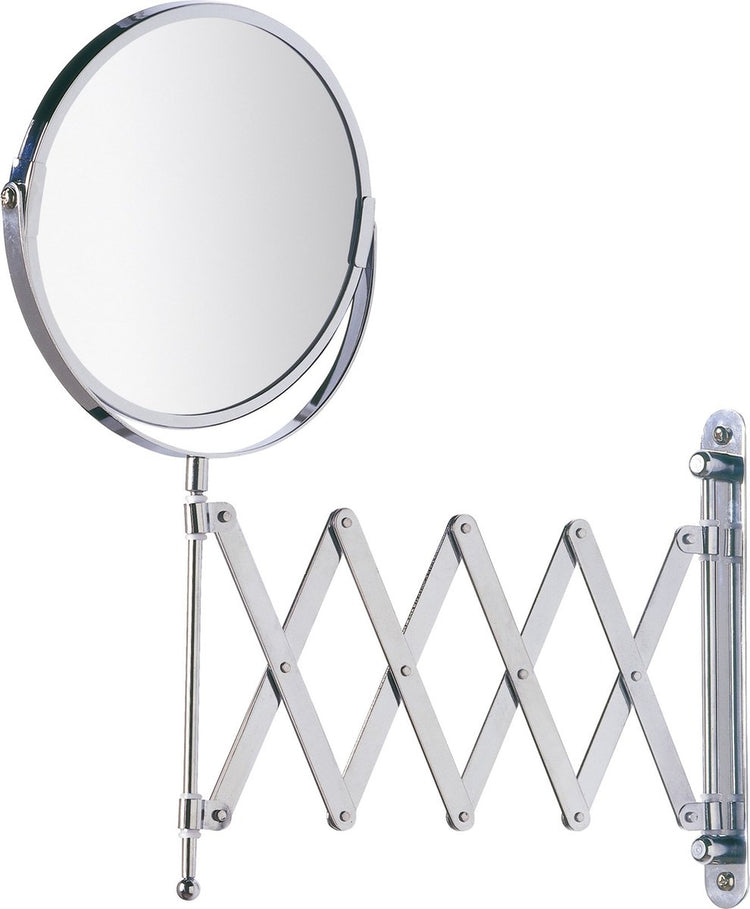 Wenko Rasierspiegel Wand exklusiv ø17cm doppelseitig teleskopisch Chrom 3-fach vergrößernd – Badezimmerspiegel – Schminkspiegel Wandmodell ausziehbar – Vergrößerungsspiegel – Kosmetikspiegel mit Mundharmonika-Arm