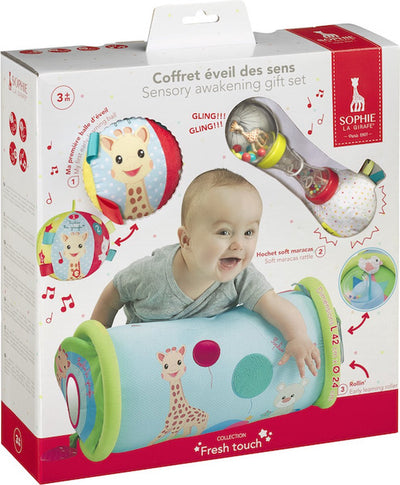 Sophie die Giraffe, sensorisches Erweckungsset – Geschenkset – Spielset – Babyspielzeug – 3 Spielzeuge – ab 3 Monaten