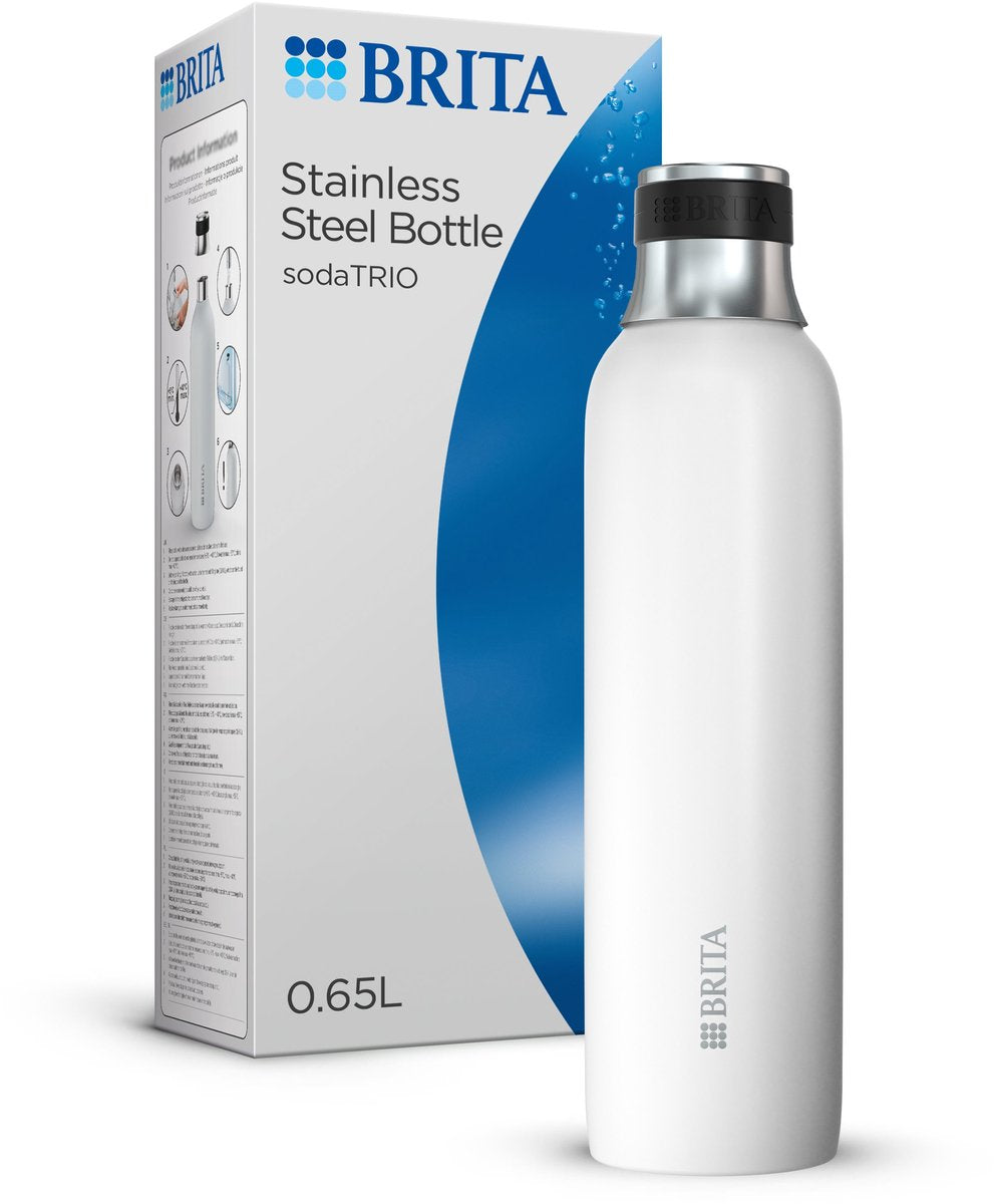 Brita - Soda Trio - Edelstahlflasche - weiß - klein - 1er-Pack