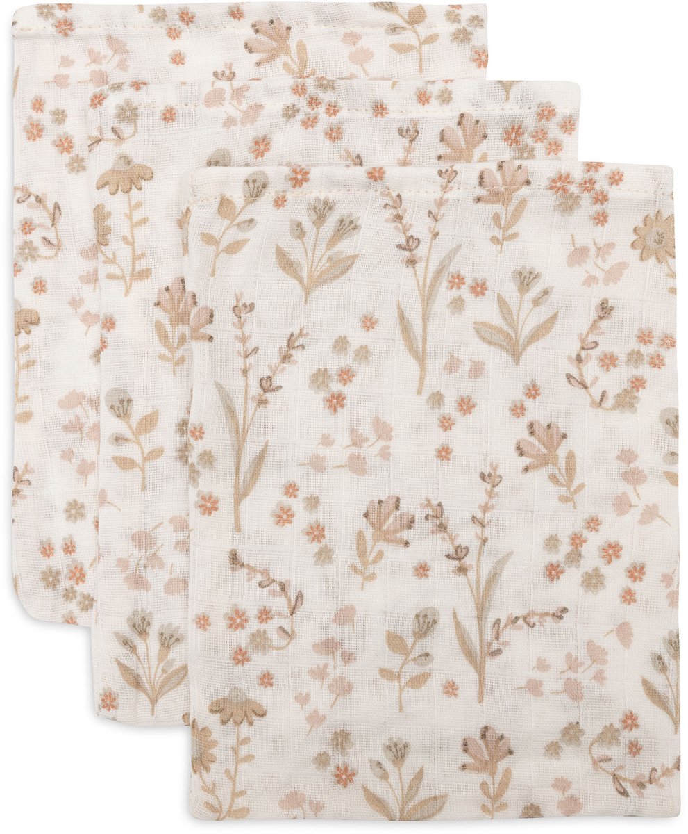 Jollein hydrophiler Baby-Waschlappen 15 x 20 cm – Baby-Waschlappen – blumig – 3 Stück