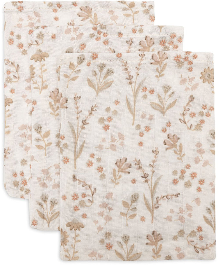 Jollein hydrophiler Baby-Waschlappen 15 x 20 cm – Baby-Waschlappen – blumig – 3 Stück