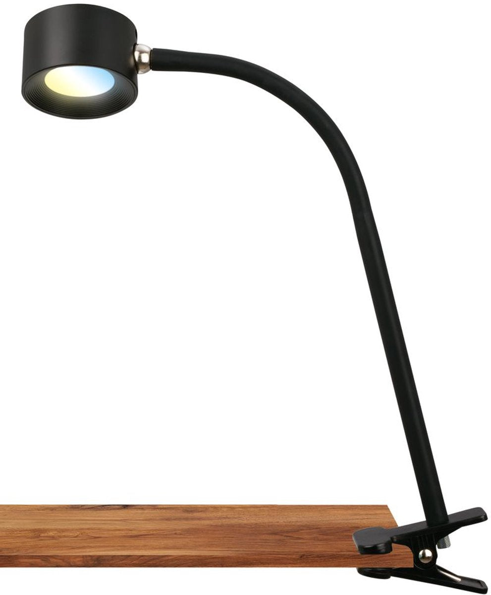 Briloner Tari – wiederaufladbare Klemmlampe – schwarze Schreibtischlampe – drehbares Leselicht – dimmbarer Klemmstrahler – kabellos – für drinnen und draußen – IP44