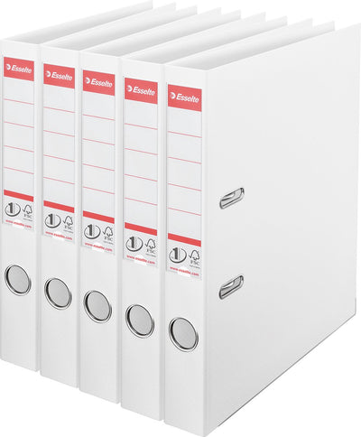 Esselte Nr. 1 Vivida-Ordner – Rückenbreite 50 mm – Vorteilspackung (5 Stück) – weiß