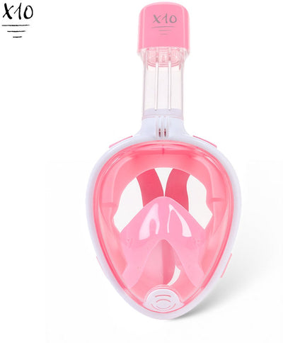 X10 Schnorchelmaske - Taucherbrille - Schnorchel - Schnorchelset - Vollgesichtsmaske - Erwachsene - Rosa - L XL