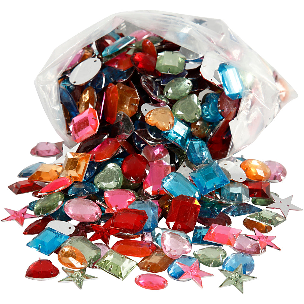 Creativ Company Strasstones, Dim 10-17 mm, ca. 800 Stück, verschiedene Farben, 210 g 1 Box