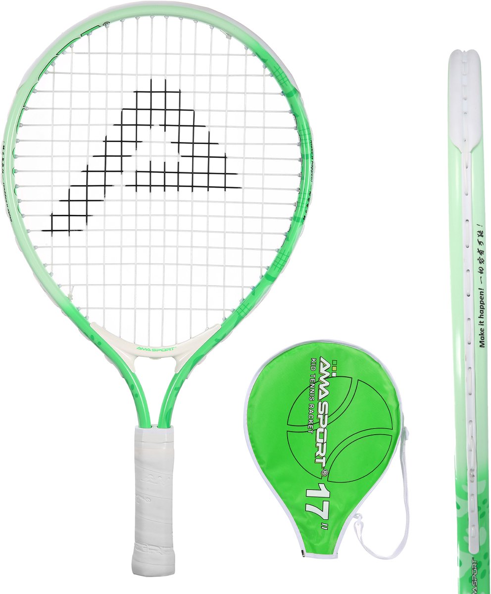 Ama Sport Kinder-Tennisschläger grün 17 Zoll – leichter Junior-Schläger mit Tasche – ideal für Anfänger –