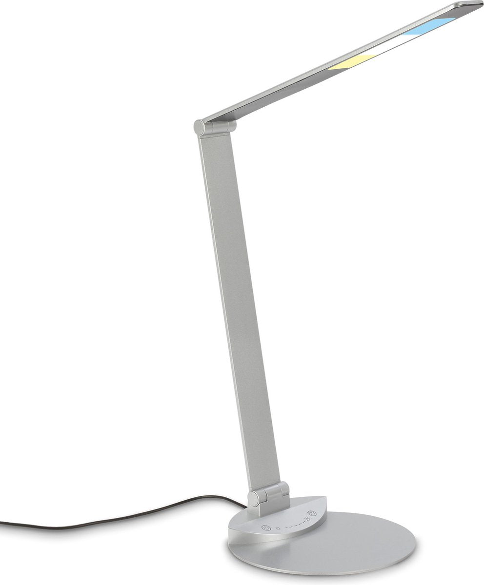Briloner - LED Tischleuchte - Schreibtischleuchte - verstellbar - drehbar - Schreibtischleuchte - Touch, Farbtemperatur einstellbar, dimmbar, silberfarben