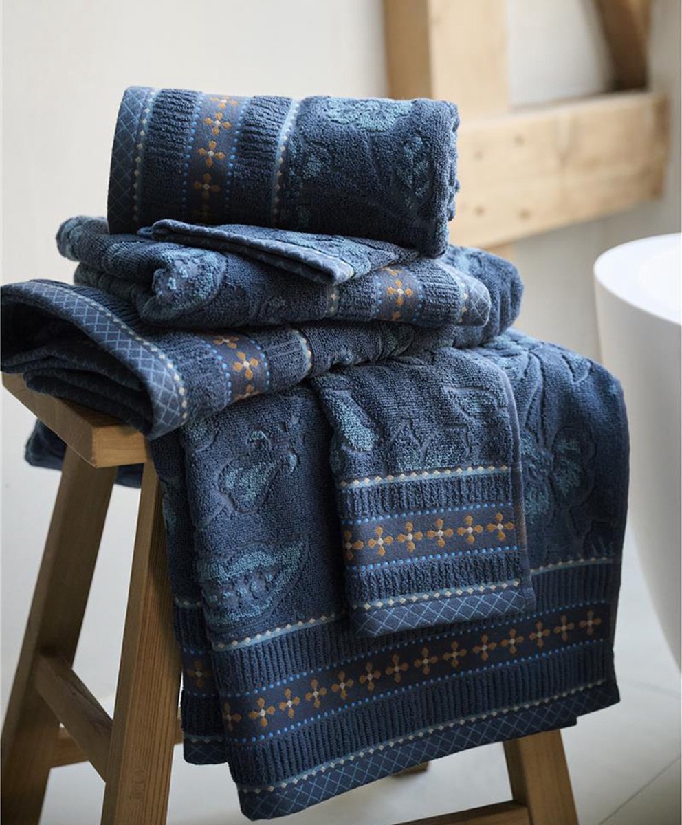 Pip Studio Handtuch Jasmin Jacquard dunkelblau 55x100