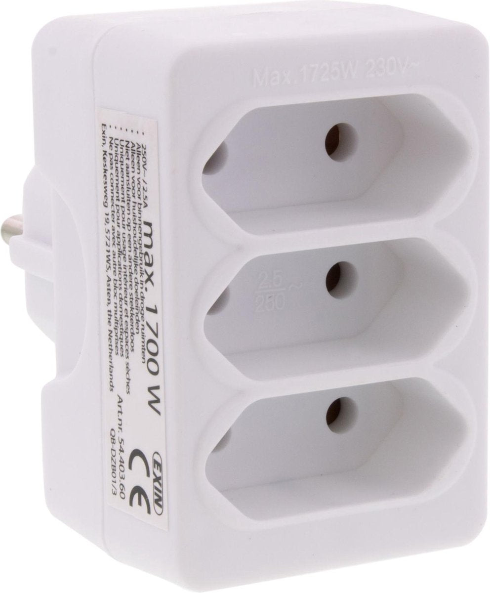 Q-Link-Verteilerstecker – 3-fach – Domino – Euro – Weiß