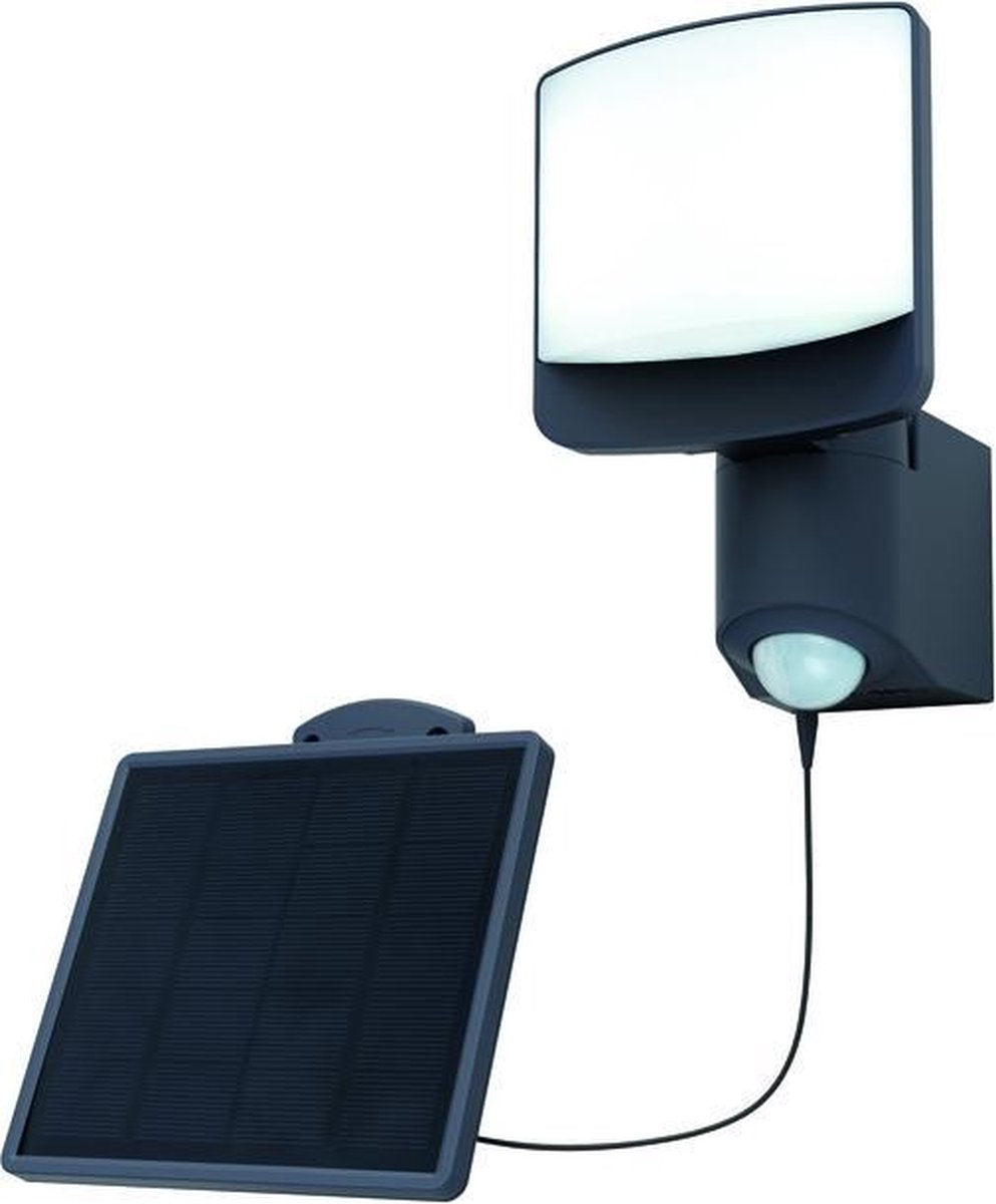 Lutec Sunshine – kompakte LED-Wandleuchte mit Sensor und Solarpanel – Anthrazitgrau