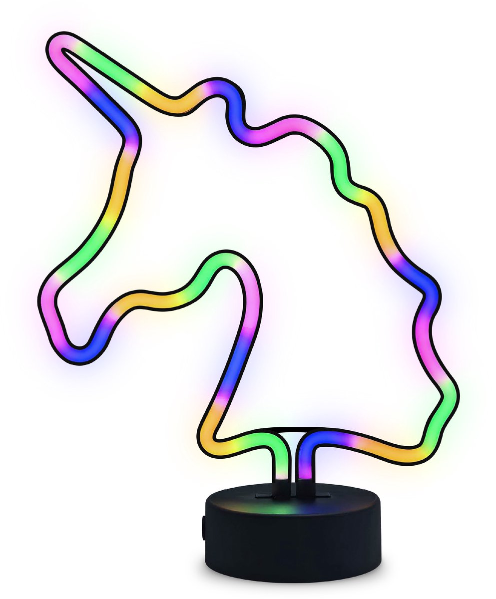 Partyfunlights - LED-Neon-Einhornlampe - Einhorn - mehrfarbig - über USB und Batterien