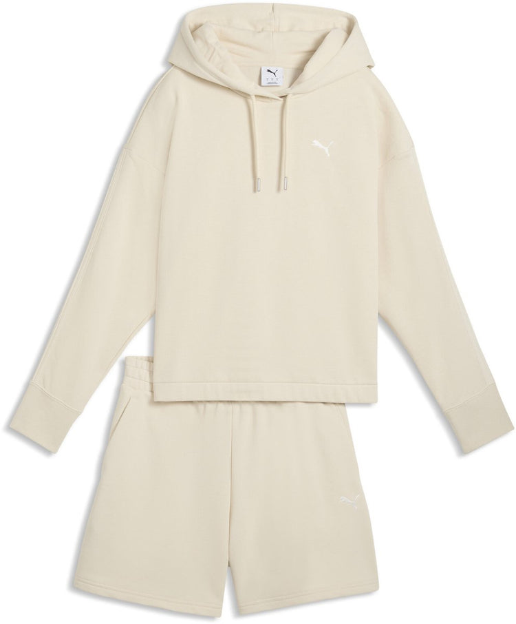 Puma Short Hooded Relaxed Suit 5-Zoll-Trainingsanzug für Damen – Alpine Snow