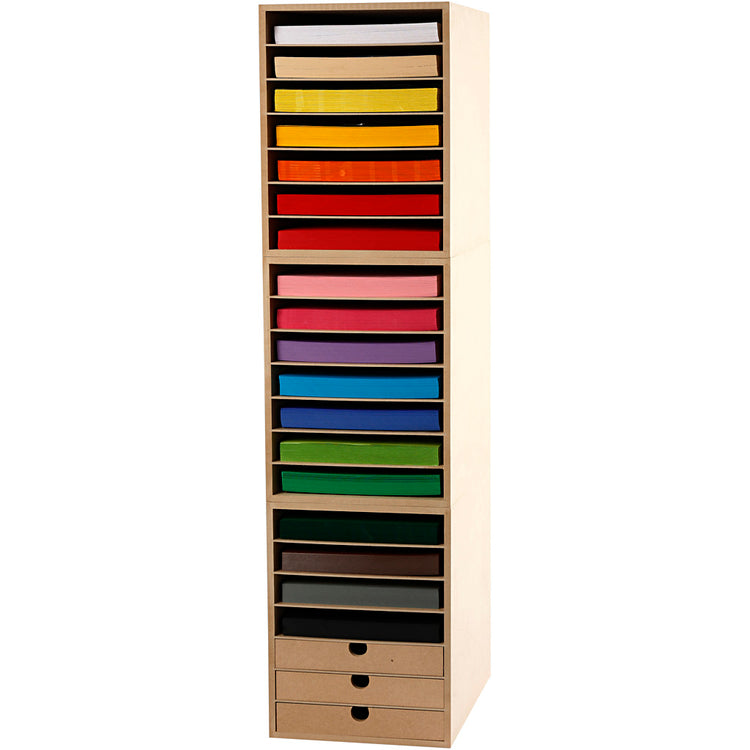 Creativ Company Aufbewahrungsschrank aus Pappe, H: 100 cm, A4, Blatt 210x297 mm, 180 g, verschiedene Farben, 1 Set