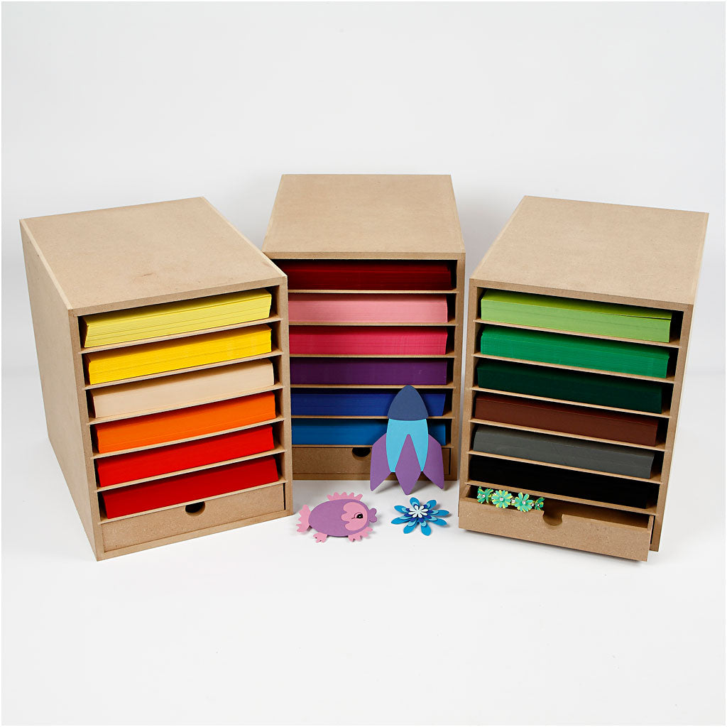 Creativ Company Aufbewahrungsschrank aus Pappe, H: 100 cm, A4, Blatt 210x297 mm, 180 g, verschiedene Farben, 1 Set