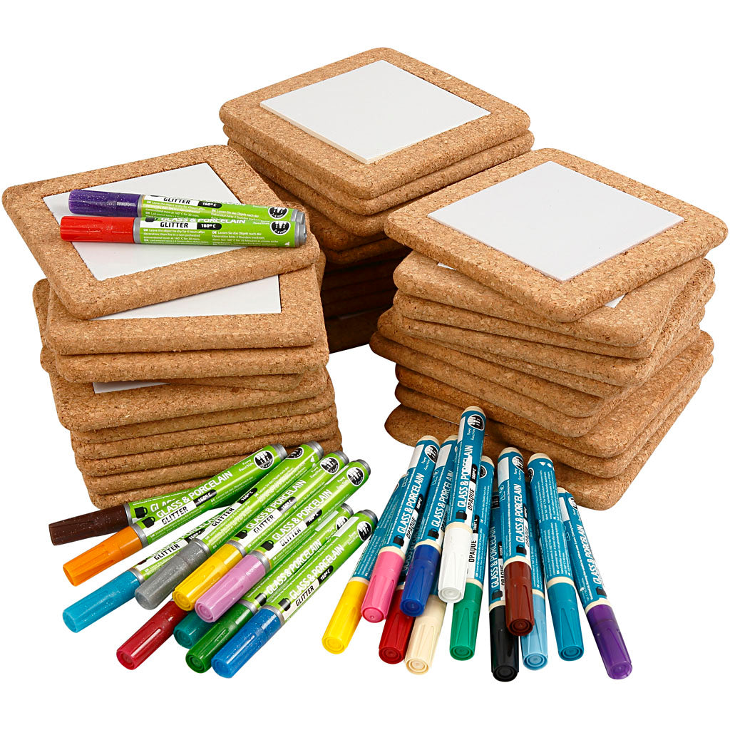 Gruppenset Maluntersetzer, Größe 15,5x15,5 cm, verschiedene Farben, 1 Set