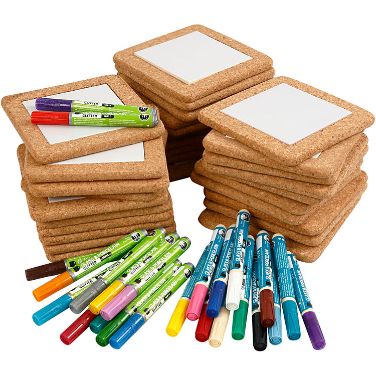 Gruppenset Maluntersetzer, Größe 15,5x15,5 cm, verschiedene Farben, 1 Set