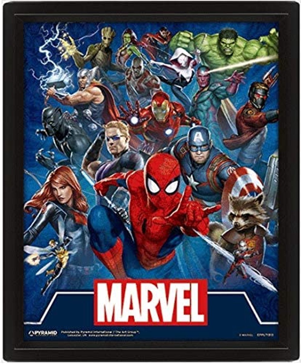 Pyramid International Marvel (Filmikonen) 3D-Druck – gerahmt