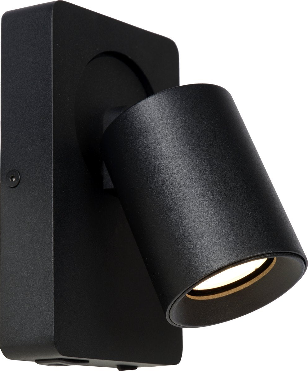 Lucide Nigel – Nachttischlampe Wandleuchte – LED dimmbar bis warm – CCT – Gu10 – 1 x 5 W 2200 K 3000 K – mit USB-Ladeanschluss – Schwarz