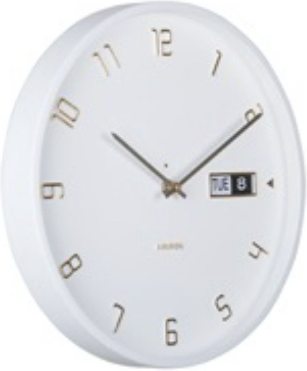 Karlsson Wanduhr Data Flip – weiß – ø30 cm – moderne Wanduhr