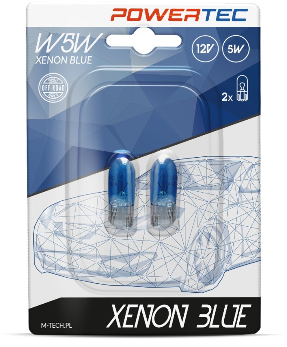 Powertec W5W 12V Standlichtbirnen – Xenonblau – 2er-Set