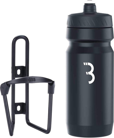 BBB Fahrrad-Kraftstofftank – Aluminium-Flaschenhalter mit Flasche – 550 ml – mattschwarz – Rennrad Mountainbike – Trinkflaschenhalter Fahrrad – BBC-03C