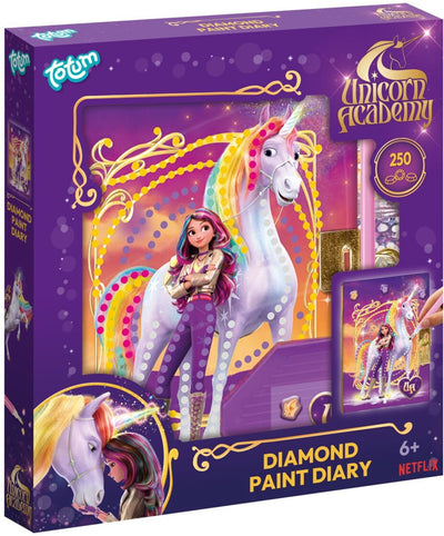 Totum Unicorn Academy Diamond Painting Geheimes Tagebuch mit Schloss, verziert mit über 250 Diamanten – Spielzeug-Geschenktipp Geheimes Tagebuch
