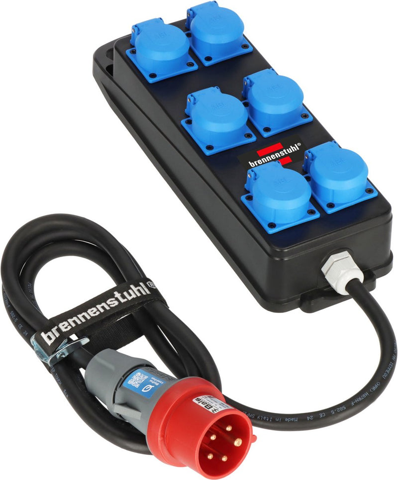 Brennerstuhl tragbarer Stromverteiler BSV P 6x Steckdosen CEE-Stecker | 2m | h07rn-f 5g2,5 | 230 V 16 A | 400 V 16 A – 1151480010