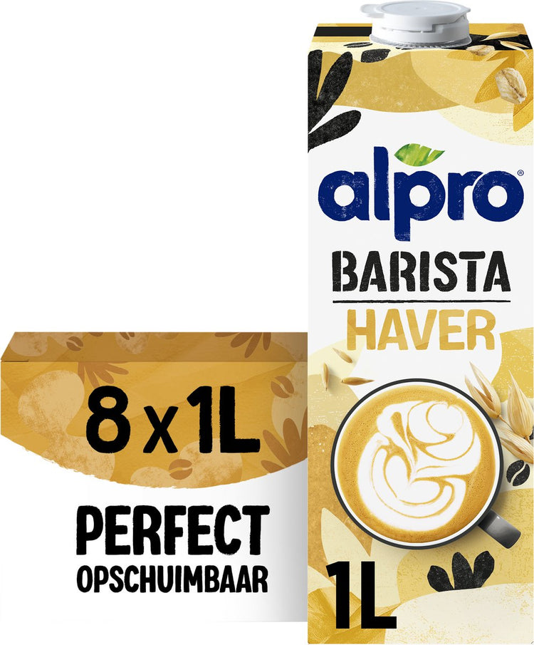Alpro Barista Haferdrink – langlebig – Pflanzenmilch – perfekt für Kaffee – laktosefrei – 8 x 1l