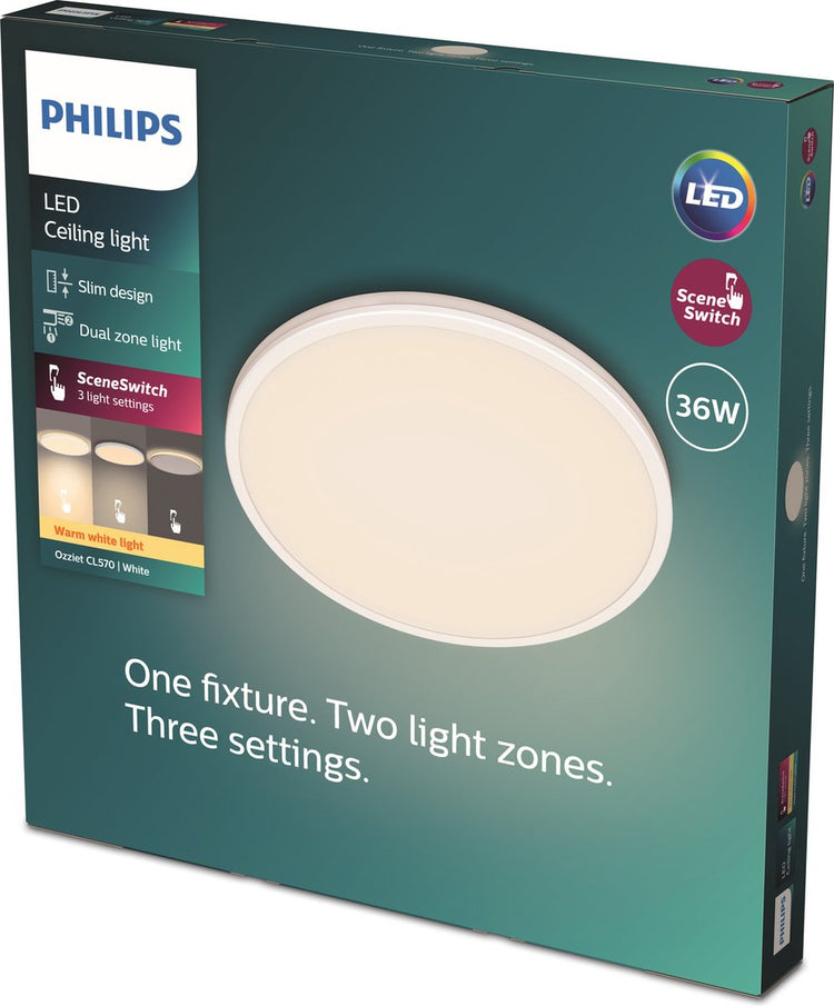 Philips LED Philips Ozziet Deckenleuchte – rund – weiß – 36 W 27 K
