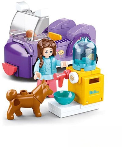 Sluban Girls Dream Dog Feeding Area Bauspielzeug für Kinder ab 6 Jahren – Konstruktionsspielzeug Modelltier-Spielset – Baukasten mit 91 Bausteinen und 1 Minifigur – M38-B0970F