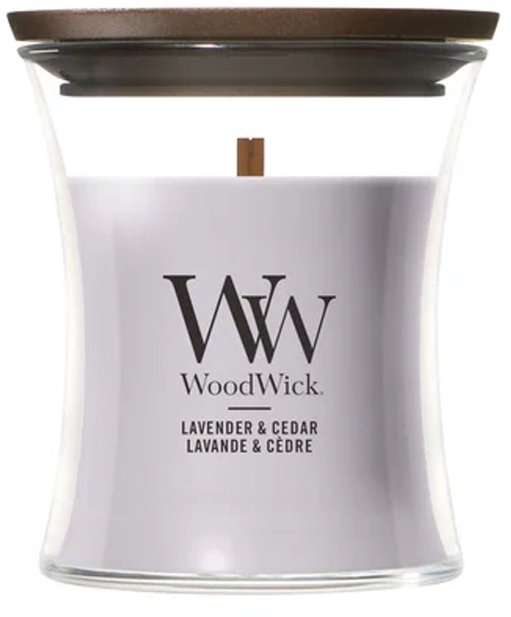 Woodwick Sanduhr – Lavendelzeder – Minikerze – 30 Brennstunden